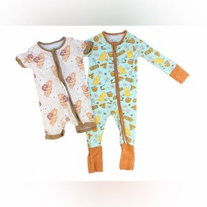 BOUTIQUE Baby Set of 2 Pooh Bear Bamboo Sleepers- 3-6M